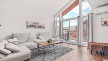 Télévision, cheminée, baby-foot, chaßne hi-fi