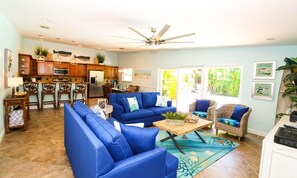 House, 3 Bedrooms | Living room | 36-inch TV with cable channels - AMI Sunrise by AMI Locals (Holmes Beach)