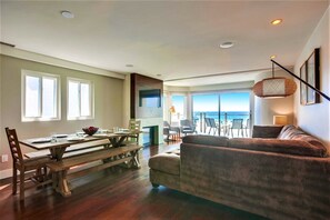 Smart TV, fireplace - Ocean Watch | 3BR Oceanfront Home + Scenic Balcony (San Diego)