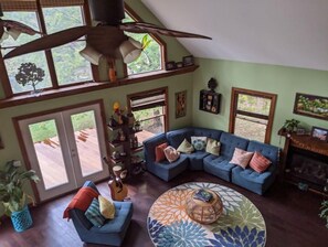 TV, fireplace, books - Mountain Adventure House (Asheville)