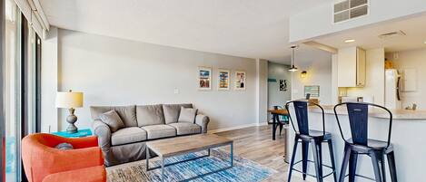 Flat-screen TV, DVD player