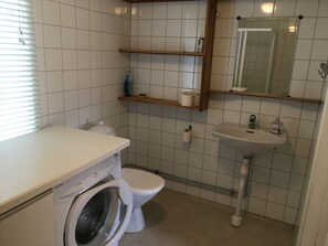 Shower, soap, shampoo, toilet paper