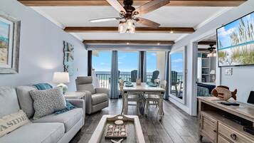 TV, DVD player, stereo