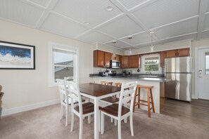 Fridge, microwave, oven, stovetop - 5212A- Cotton's Cabana, 3-bedroom duplex in KDH, NC, pet friendly, just steps from the beach. (Kill Devil Hills)