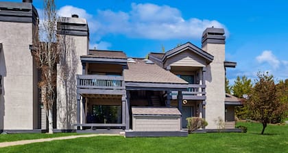 Condo with deck, fireplace, full kitchen, and mudroom area