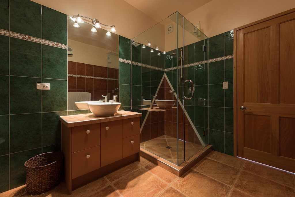 Shower, towels, soap, toilet paper
