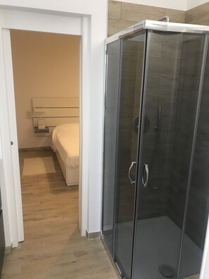 Hair dryer, bidet, towels, soap