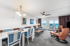 TV, DVD player, video library, stereo