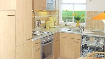 Fridge, microwave, oven, dishwasher