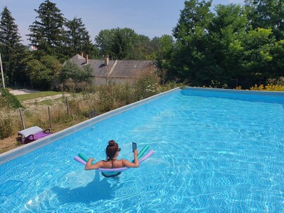Idyllic setting with pool in Koppany Nature Park directly on the walking trails.