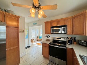 Fridge, microwave, dishwasher, coffee/tea maker