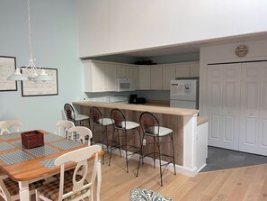 Fridge, microwave, dishwasher, coffee/tea maker