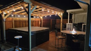 Terrace/patio - Year Round Access in town Bungalow, Hot Tub, Fire Pit and Extra Parking      (Maggie Valley)