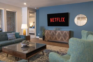 Smart TV, video games, table football, stereo