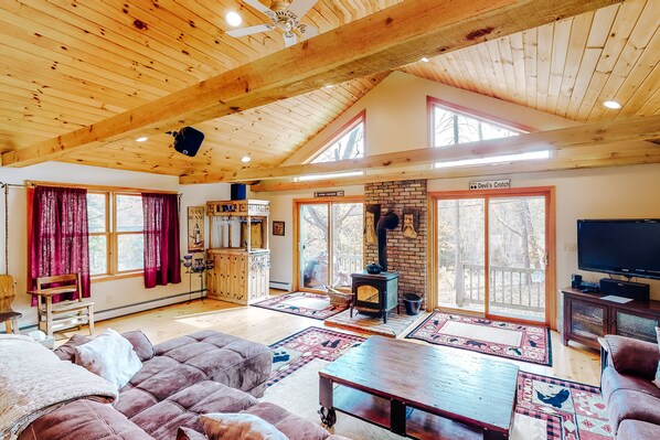 TV, fireplace, DVD player, video library - Two-story, dog-friendly house with wood fireplace (Wardsboro)