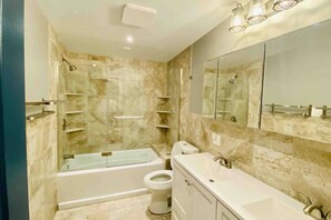 Bathtub, hair dryer