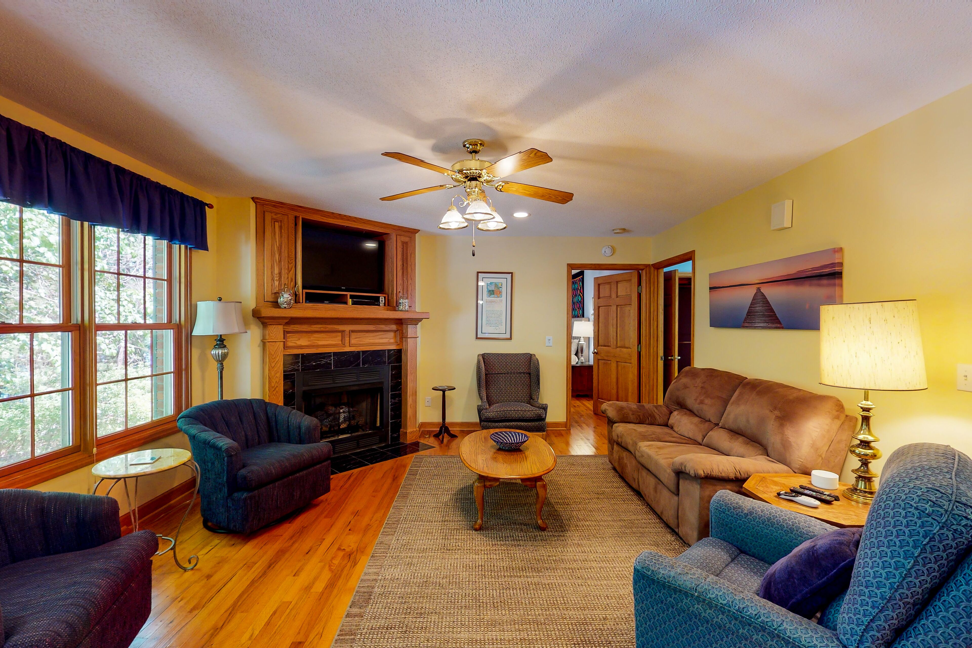 Dog-friendly, lakefront home w/ a private dock, furnished deck, & free WiFi