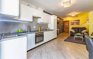 Fridge, oven, dishwasher, coffee/tea maker