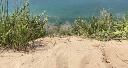 Up-north wood cabin, steps from river, 1 mile to Crystal Mtn Resort, free wifi.