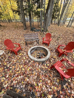 Property grounds - Up-north wood cabin, steps from river, 1 mile to Crystal Mtn Resort, free wifi.  (Thompsonville)
