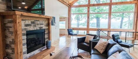 Smart TV, fireplace, video games, foosball