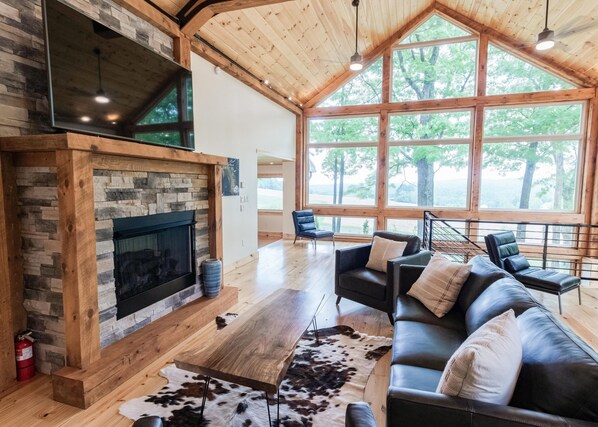 Smart TV, fireplace, video games, table football