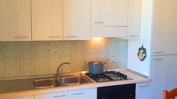 Kühlschrank, Ofen, Herdplatte, Kochgeschirr/Geschirr/Besteck