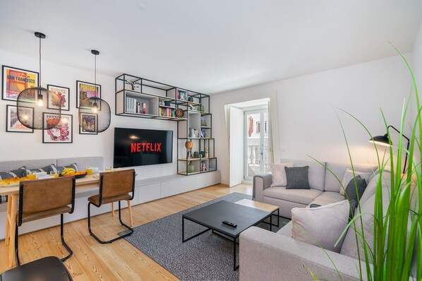 Apartment, 1 Bedroom | Living area | TV