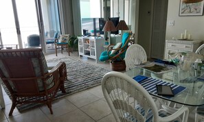 Interior - Dolphin View-oceanfront condo with large balcony overlooking no drive beach. (Ponce Inlet)