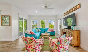 House, 5 Bedrooms | Living room | 42-inch flat-screen TV with cable channels, TV - Endless Summer by AMI Locals (Anna Maria)