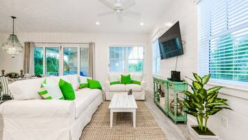 House, 4 Bedrooms | Living area | 42-inch flat-screen TV with cable channels, TV