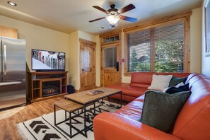 Flat-screen TV, fireplace - BL6113 | Gorgeous Condo | Easy Walk to Slopes | 10 Hot Tubs | Winter Shuttle (Steamboat Springs)