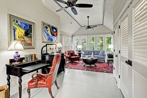 Smart TV, DVD player, music library, stereo