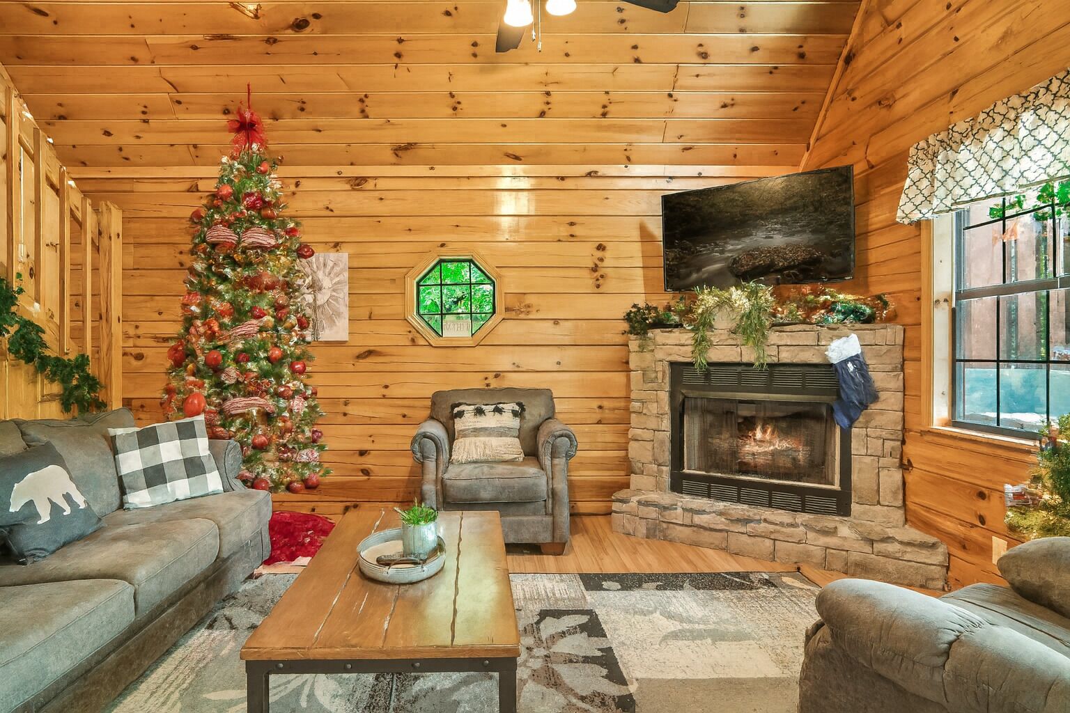 Una Smart TV, una chimenea, videojuegos, un reproductor de DVD