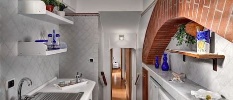 Appartamento, 1 camera da letto | Cucina privata | Frigorifero con congelatore, forno, piano cottura