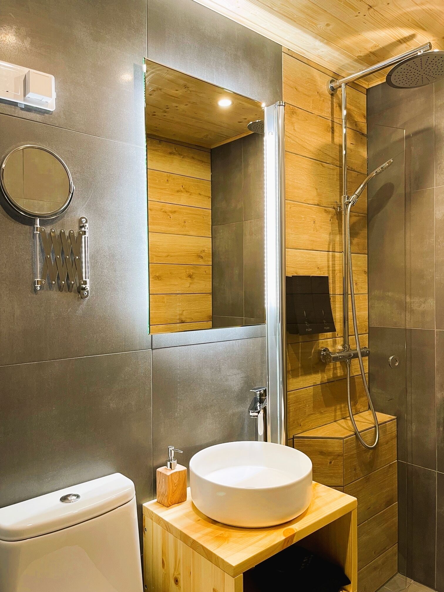 family room, balcony, park view | bathroom | shower, slippers, towels