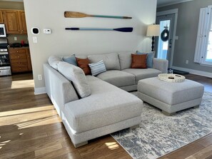 Smart TV, fireplace, table football, ping pong