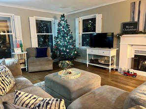 Smart TV, fireplace, table football, ping pong