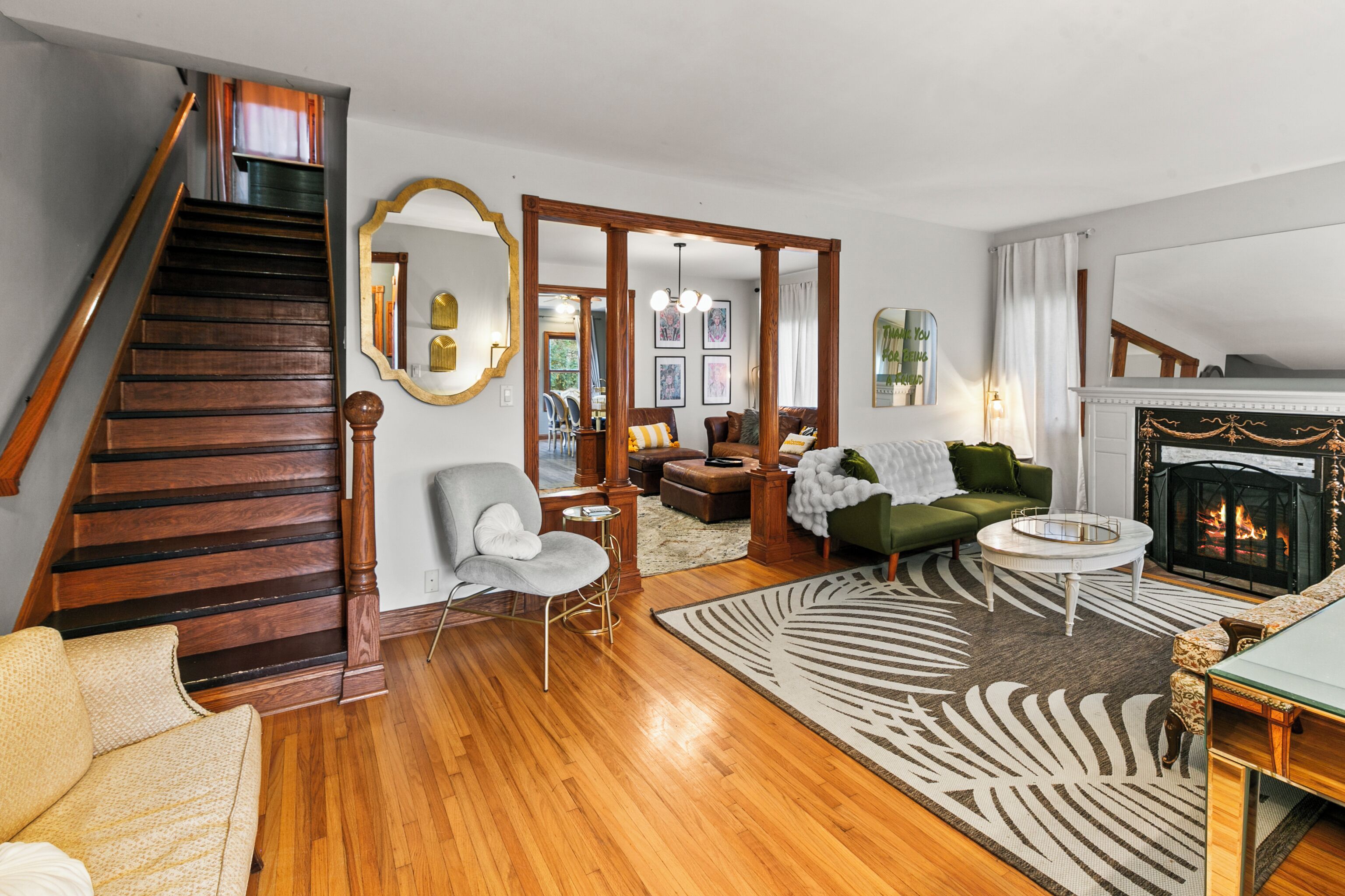 Smart TV, fireplace, video games, table football