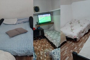 1 chambre, bureau, fer et planche à repasser, lit parapluie