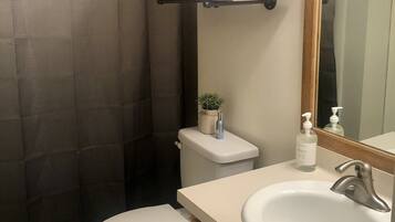 Chuveiro/banheira combinados, secador de cabelo, toalhas de banho