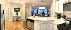 Fridge, microwave, oven, dishwasher