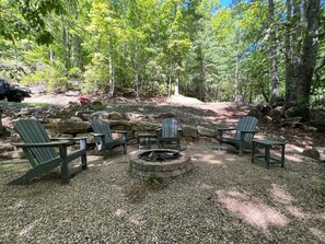 Property grounds - BK's Hideaway, with fire-pit and bike storage (Pisgah Forest)
