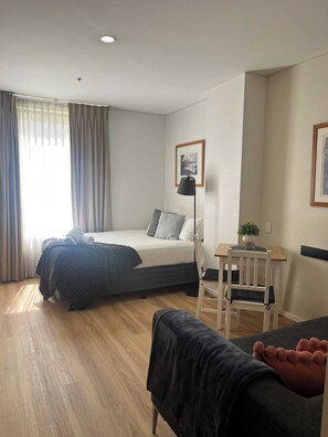 Blackout curtains, iron/ironing board, free WiFi, bed sheets