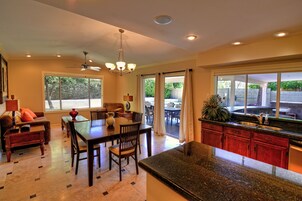 Fridge, microwave, oven, blender