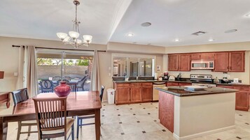 Fridge, microwave, oven, blender