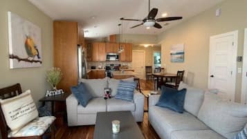 Smart TV, DVD player, books, video library