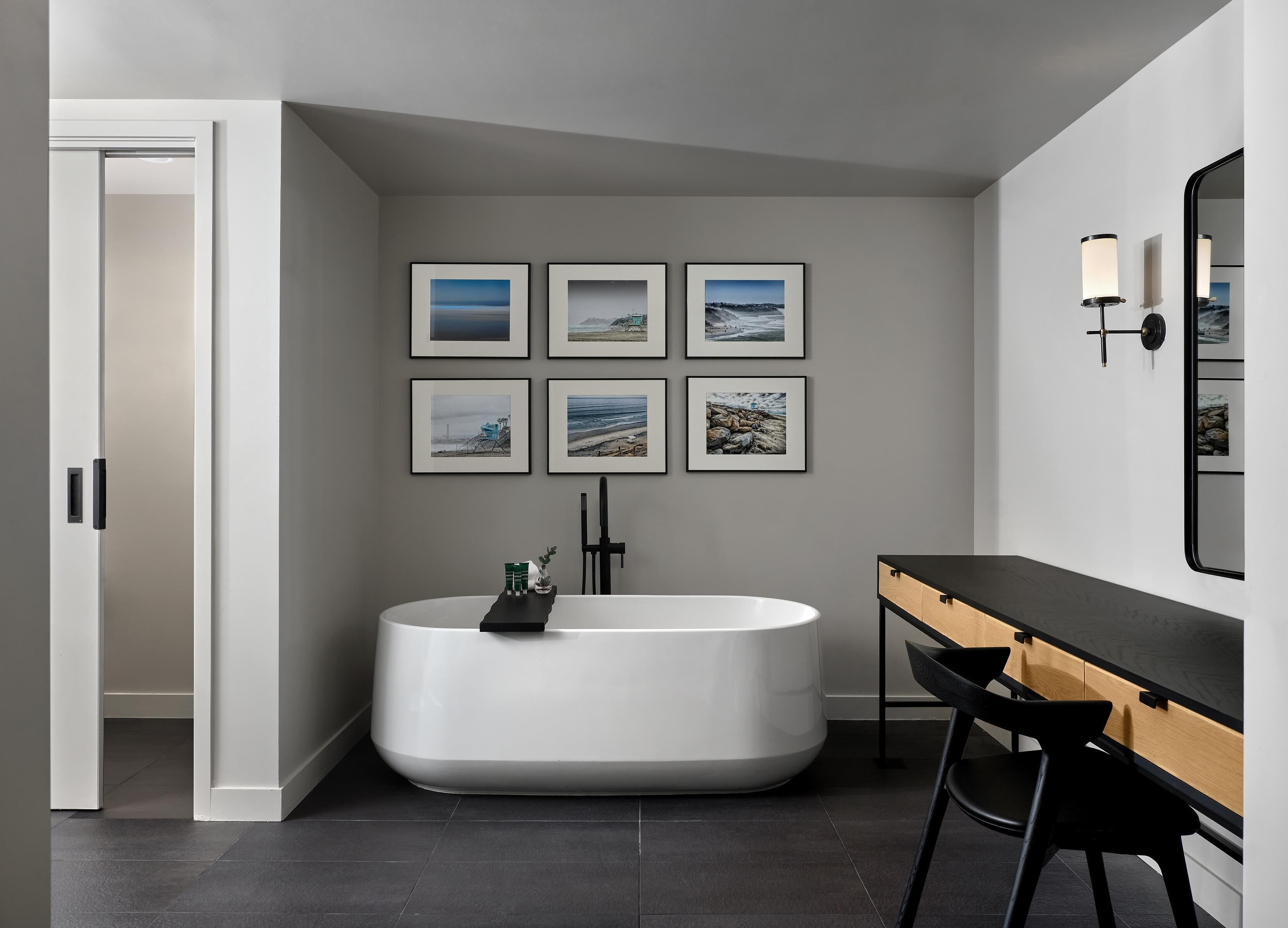Shower, rainfall showerhead, eco-friendly toiletries, hair dryer