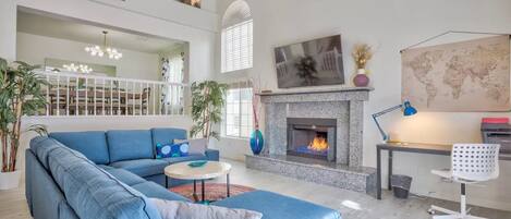 Smart TV, fireplace, printers