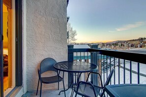 Great sunset views on your private patio! Great for enjoying a warm cup of coffee in the morning, or a nice evening drink!